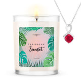 Caribbean Sunsent Scented Premium 10 oz Candle and Jewelry