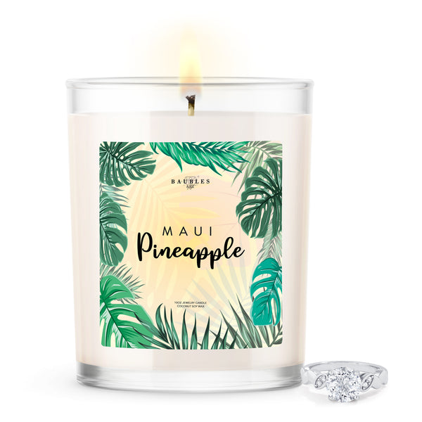 Maui Pineapple Scented 10 oz Premium Candle and Jewelry
