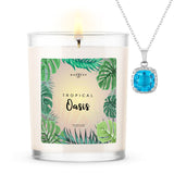 Tropical Oasis Scented Premium 10 oz Candle and Jewelry