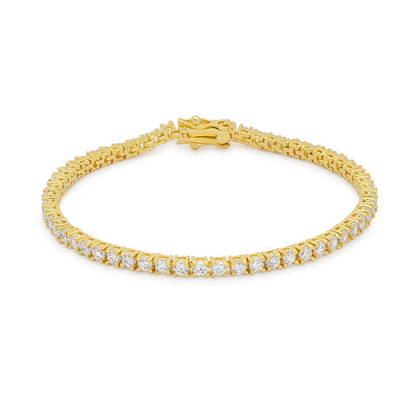 Goldtone Finish Victorian Cubic Zirconia Tennis 7 Inch Bracelet