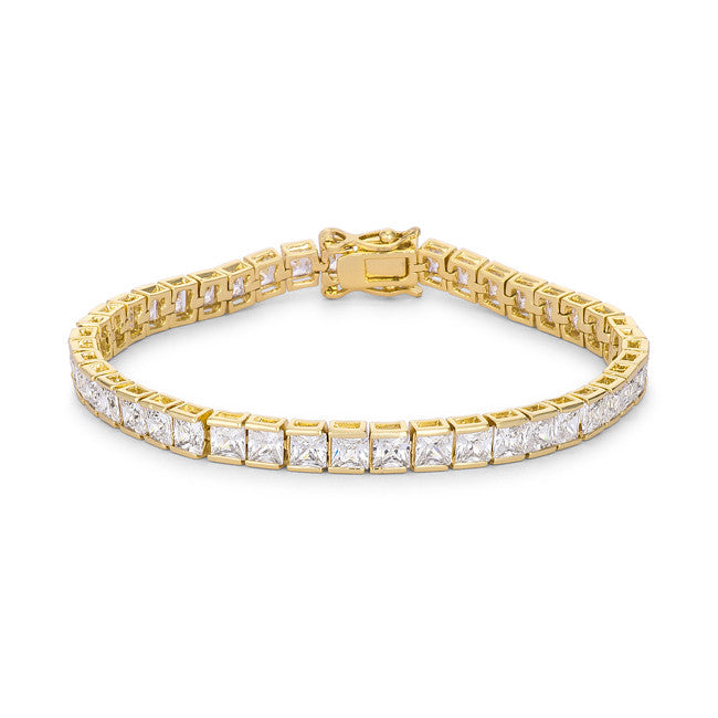 Princess Cut Cubic Zirconia Gold Tone Tennis Bracelet