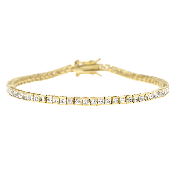 Petite Clear Cubic Zirconia Tennis Bracelet in Gold