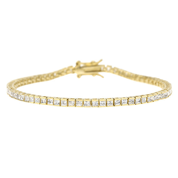 Petite Clear Cubic Zirconia Tennis Bracelet in Gold