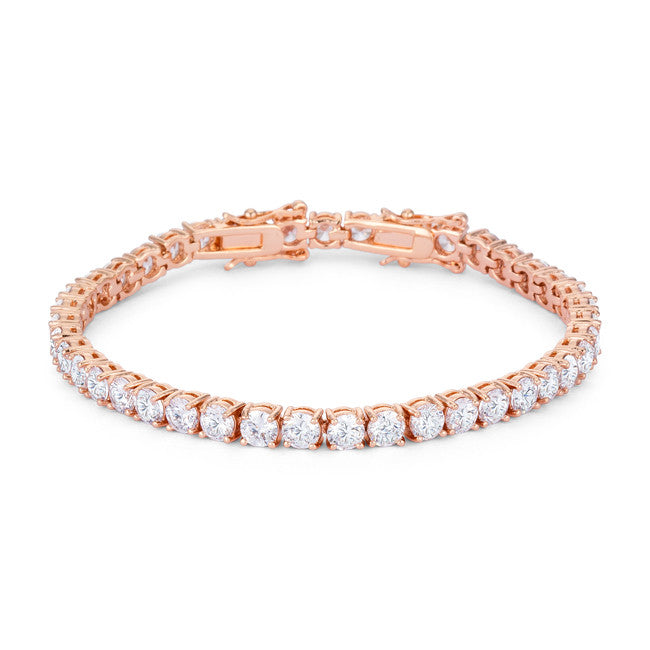 17.6 Ct Rose gold Tennis Bracelet with Shimmering Round Cubic Zirconia