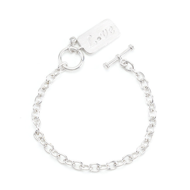 Silvertone Finish Love Charm Bracelet