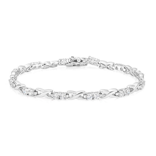 Alternating CZ Link Tennis Bracelet