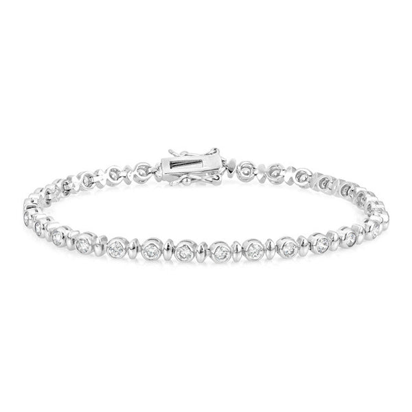 Alternating Bezel Cubic Zirconia Bracelet