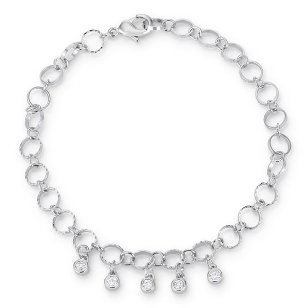 .55 Ct Stunning 8" Rhodium Bracelet with Cubic Zirconia Charms