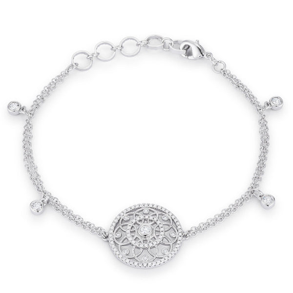 .5 Ct Rhodium Bracelet with Interlocking Circles and Cubic Zirconia