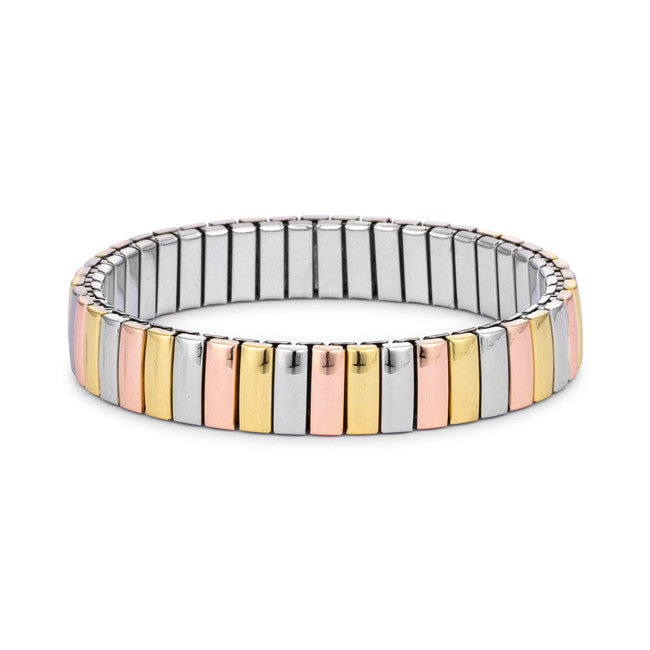 Tri-tone Stainless Steel Stretch Bracelet