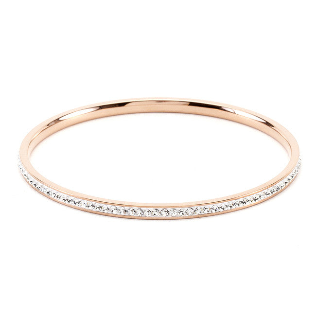Simple Rosegold Finish Crystal Bangle