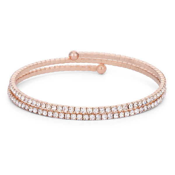 Bernadette Clear Crystal Rose Gold Wrap Bracelet