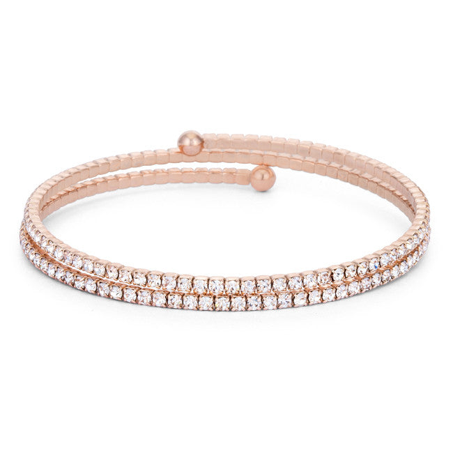 Bernadette Clear Crystal Rose Gold Wrap Bracelet