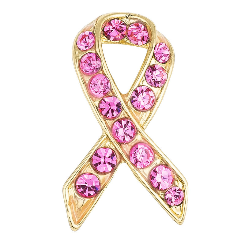 18K Plated Pink Crystal Awareness Pin