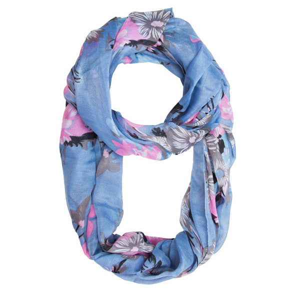 Blue Melanie Floral Infinity Scarf