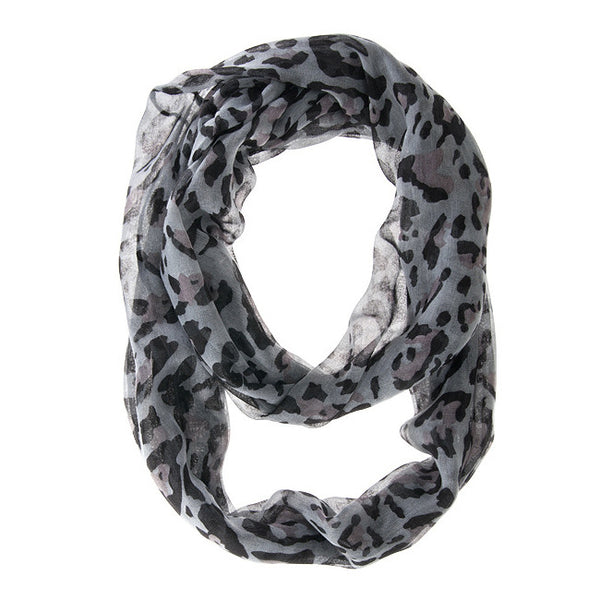 Cheetah Grey Lux Infinity Scarf