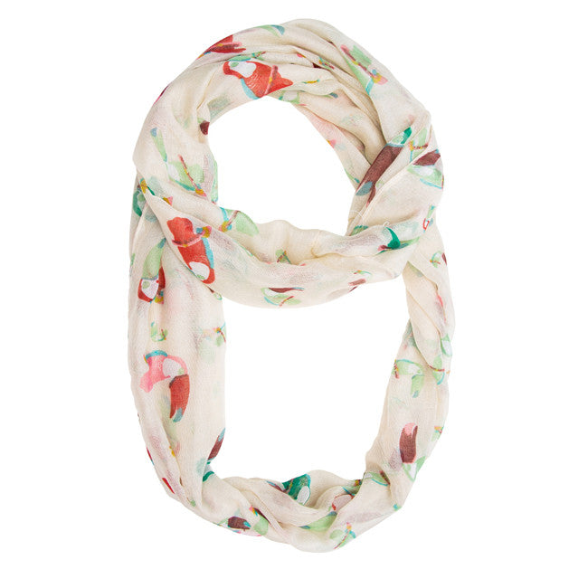 White Shauna Toucan Infinity Scarf