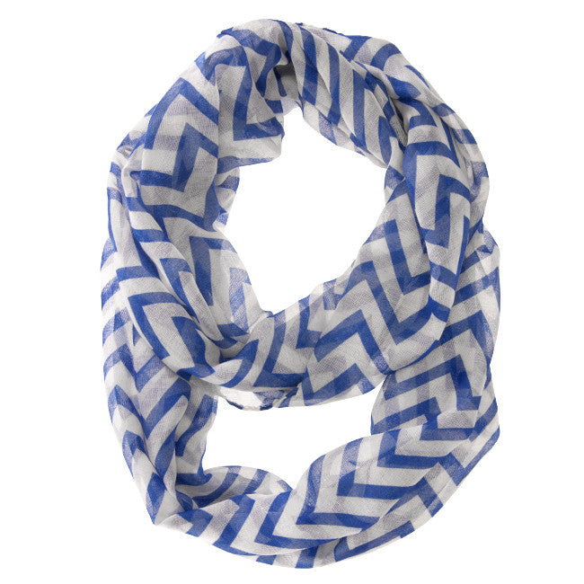 Zig Zag Blue Infinity Scarf