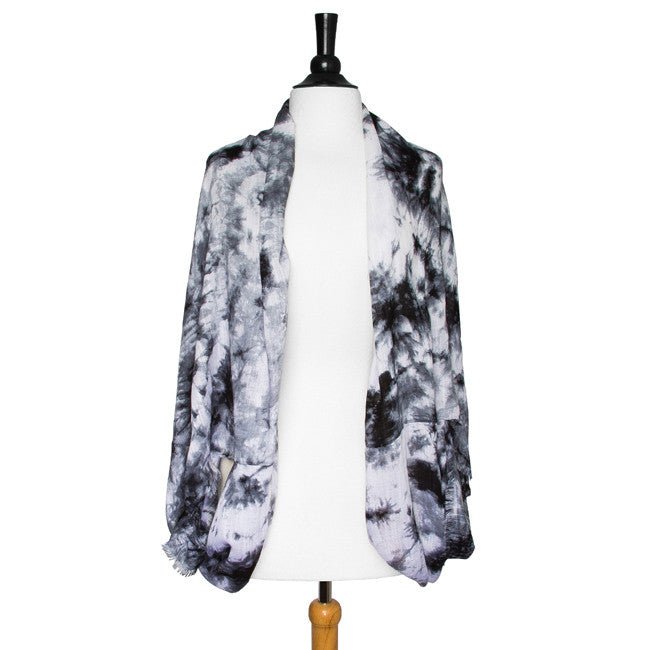 Black Laurene Tie-Dye Shawl