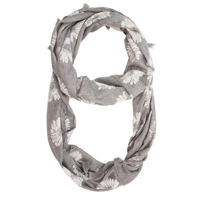 Grey Haven Sunflower Infinity Scarf With Fringe