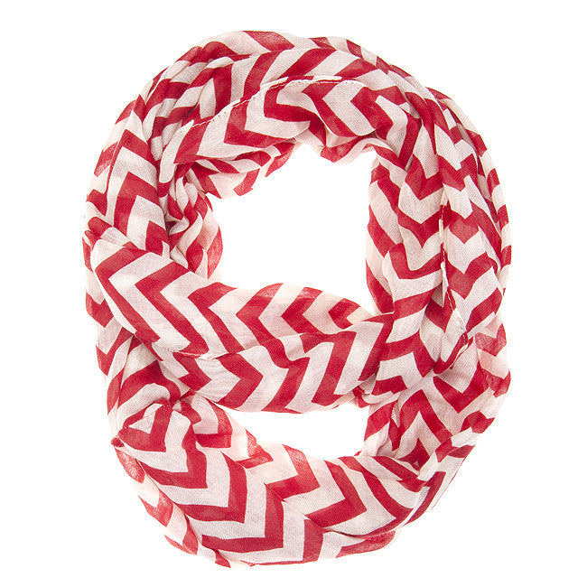 Striped Burgundy Infinity Scarf