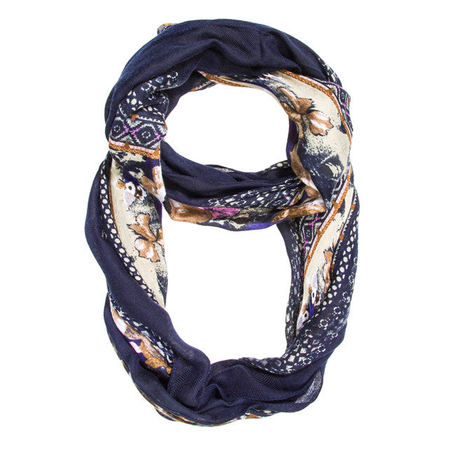 Navy Emily Floral Infinity Scarf