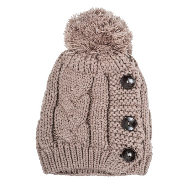 Taupe Michelle Knitted White Stitch Beanie