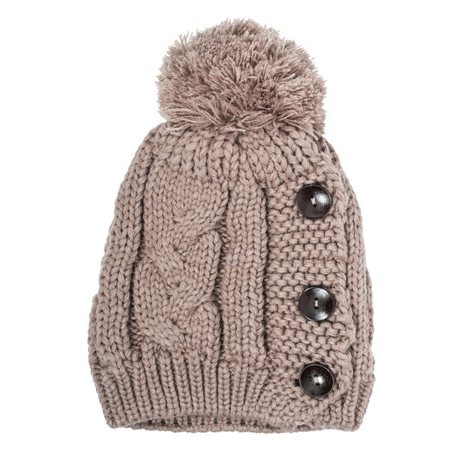 Taupe Michelle Knitted White Stitch Beanie