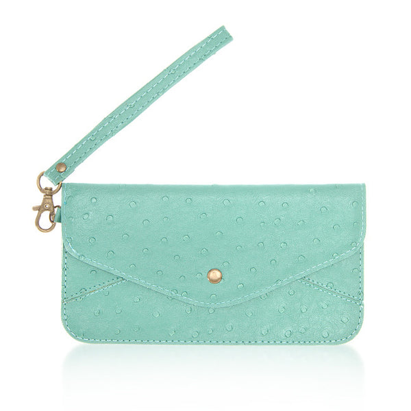 Nyla Teal Faux Leather Clutch