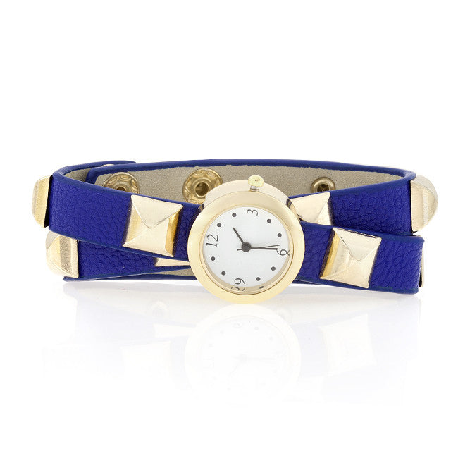 Blue Studded Wrap Watch