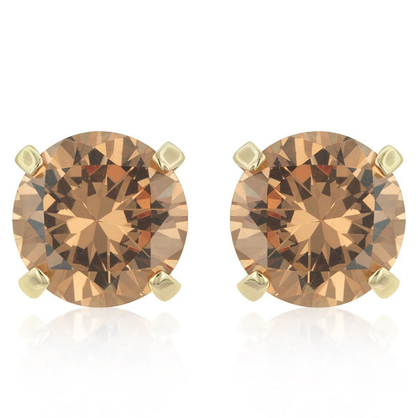 Simple Champagne Cubic Zirconia Studs