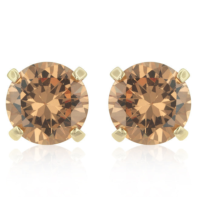 Simple Champagne Cubic Zirconia Studs
