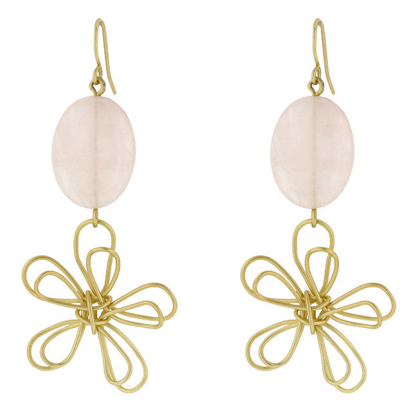 Floral Motif Matte Gold Earrings