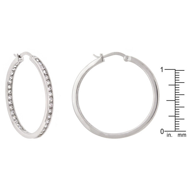 Sterling Silver Cubic Zirconia Hoops 30 mm