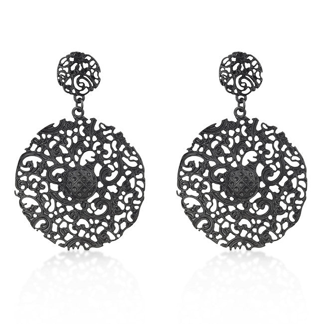 Black Brushed Vintage Lace Earrings