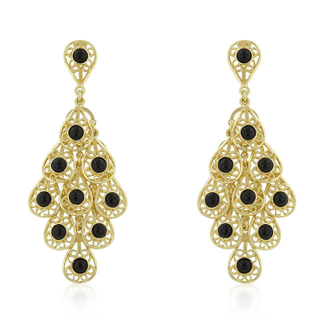 Onyx Filigree Chandelier Earrings