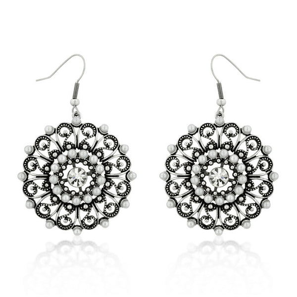 Antique Silver Crest Earrings