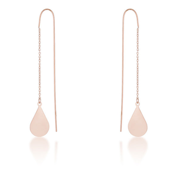 Chloe Rose Gold Stainless Steel Teardrop Threaded Drop Earrings
