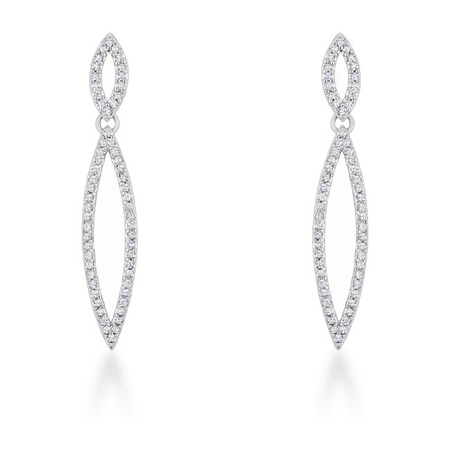 Sara 1.2ct CZ Rhodium Delicate Double Teardrop Drop Earrings