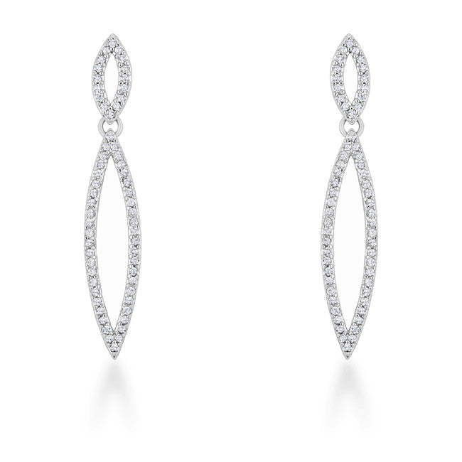 Sara 1.2ct CZ Rhodium Delicate Double Teardrop Drop Earrings