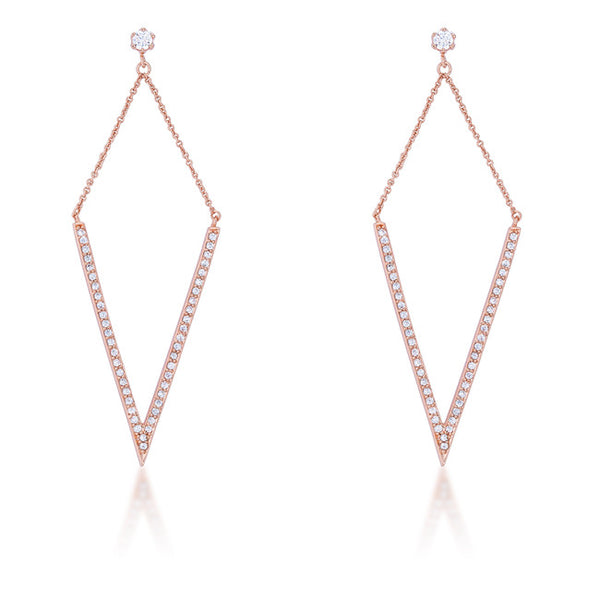 Michelle 1.2ct CZ Rose Gold Delicate Pointed Drop Earrings