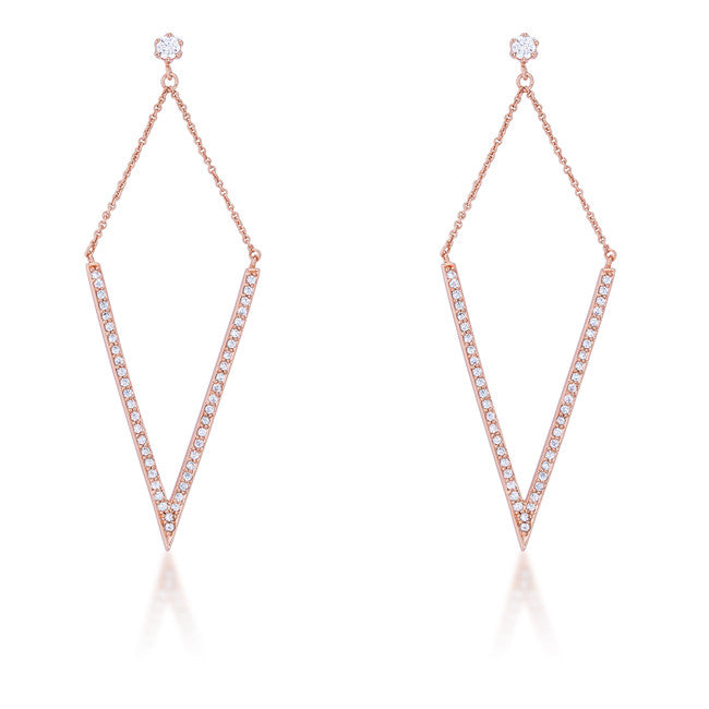 Michelle 1.2ct CZ Rose Gold Delicate Pointed Drop Earrings