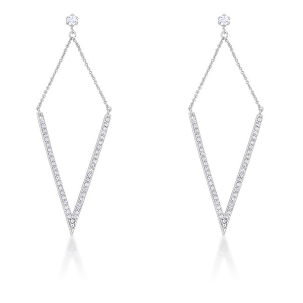 Michelle 1.2ct CZ Rhodium Delicate Pointed Drop Earrings