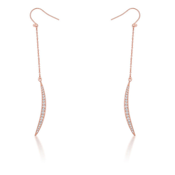 Luna 0.5ct CZ Rose Gold Delicate Moon Drop Earrings