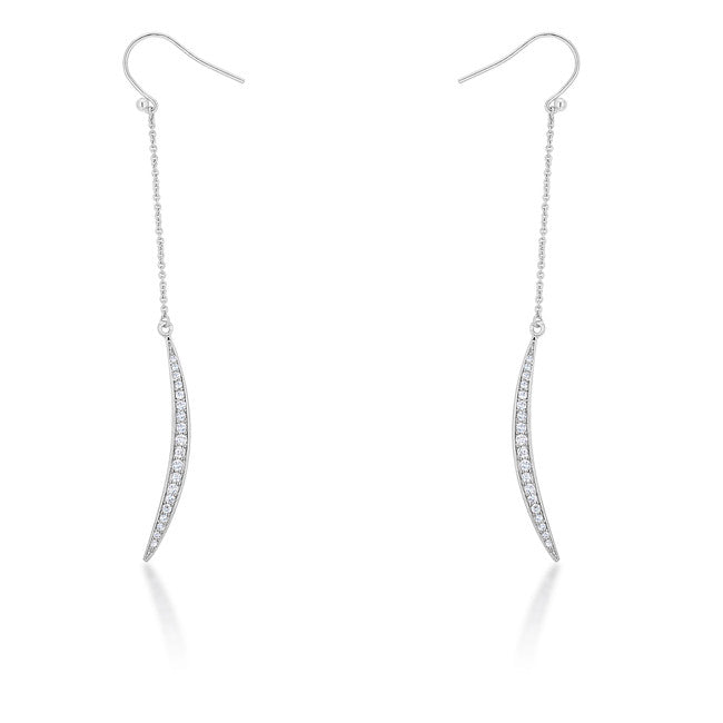 Luna 0.5ct CZ Rhodium Delicate Moon Drop Earrings