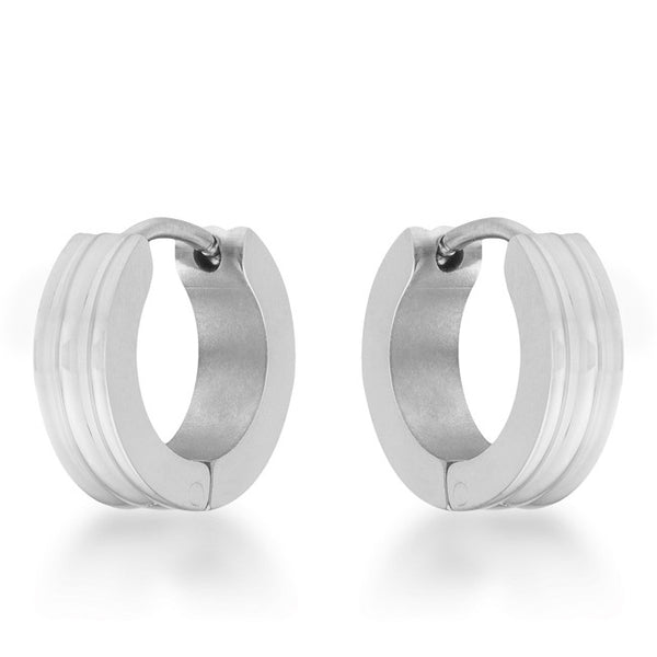 Marlene Rhodium Stainless Steel Small Hoop Earrings