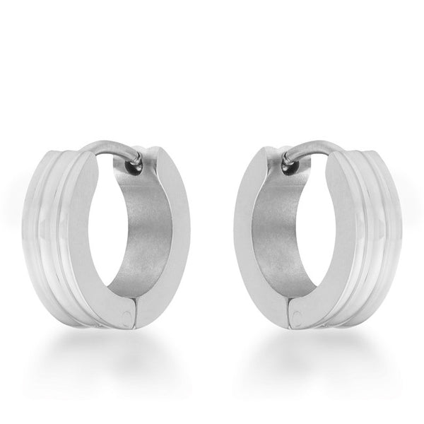 Marlene Rhodium Stainless Steel Small Hoop Earrings