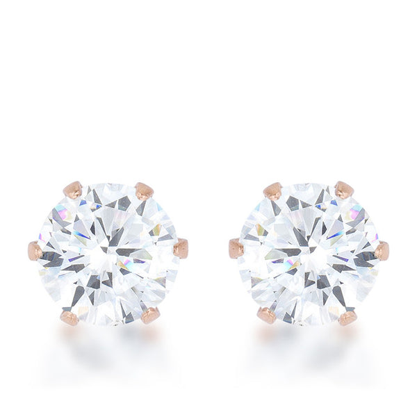 Reign 3.4ct CZ Rose Gold Stainless Steel Stud Earrings