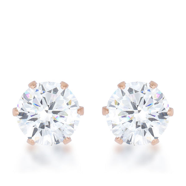 Reign 3.4ct CZ Rose Gold Stainless Steel Stud Earrings