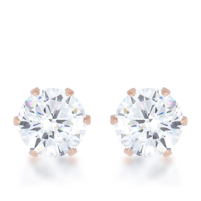 Reign 3.4ct CZ Rose Gold Stainless Steel Stud Earrings